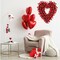 Valentine's Day Heart-Shaped Wreath Wedding Party Anniversary Wall Decor Gift Girlfriend Mother's Day Red Heart Wreath with Tinsel Red Balls Decorations for Front Door